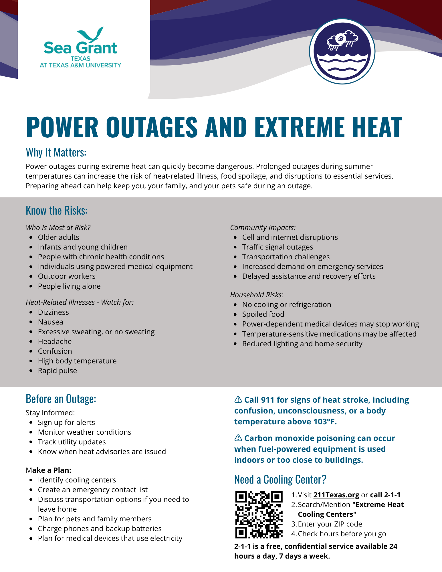 Power Outages and Extreme Heat factsheet